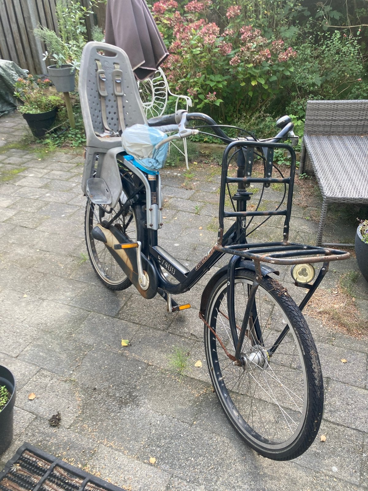 Batavis fiets met Kinderzitje - Zwart, Overige merken, Velgrem, Ophalen of Verzenden, 53 tot 56 cm