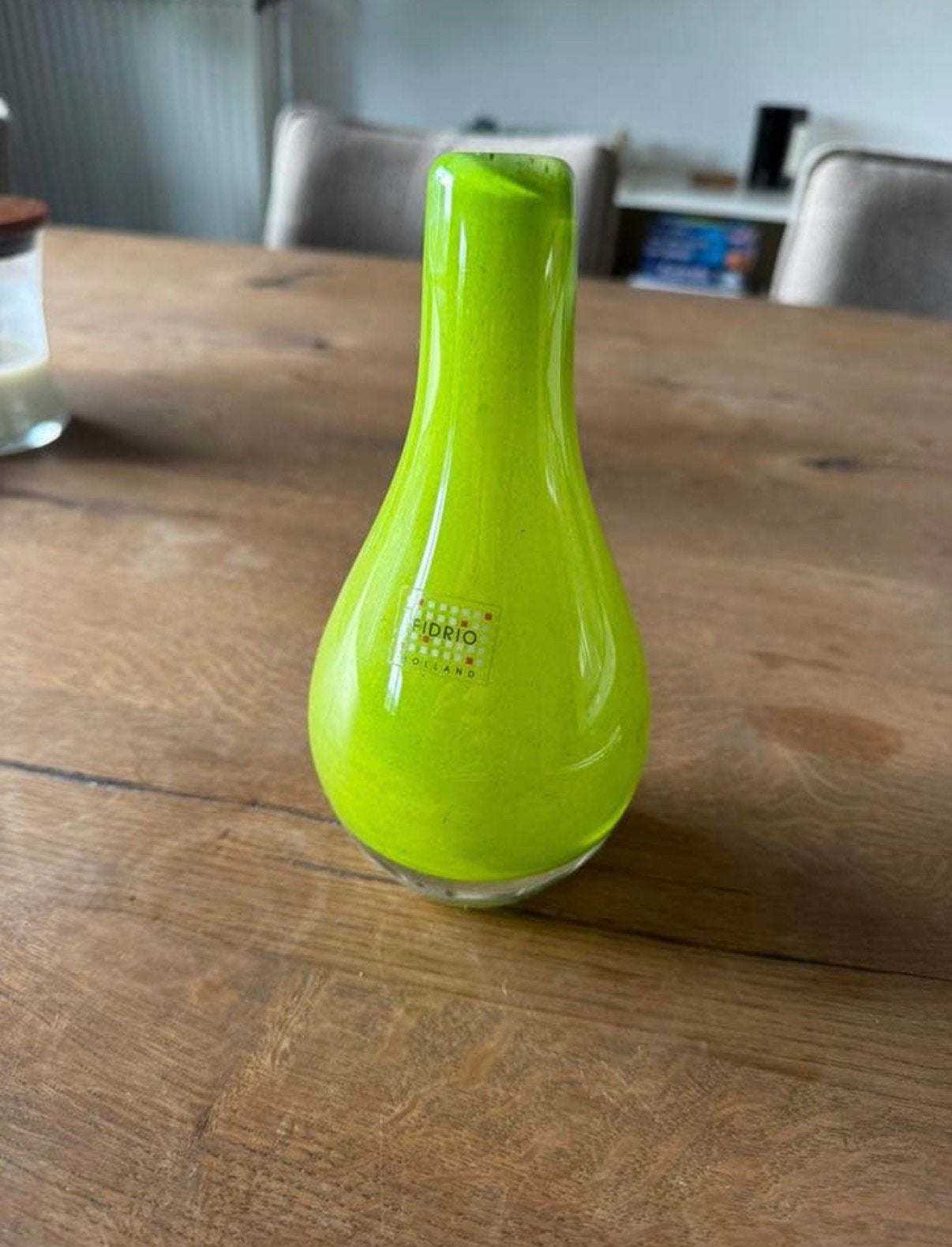 Fidro handgeblazen vaasje groen, Ophalen, Zo goed als nieuw, Groen