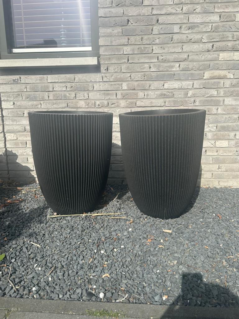Capi Europe bloempot Groove zwart D 46 H 58 cm, Ophalen, Kunststof, Gebruikt, Rond