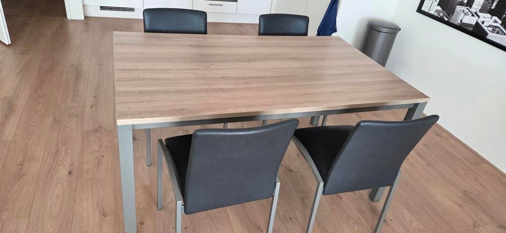 Eettafel met 4 stoelen - goede staat, Huis en Inrichting, Tafels | Eettafels, Ophalen, Gebruikt, 200 cm of meer, 50 tot 100 cm