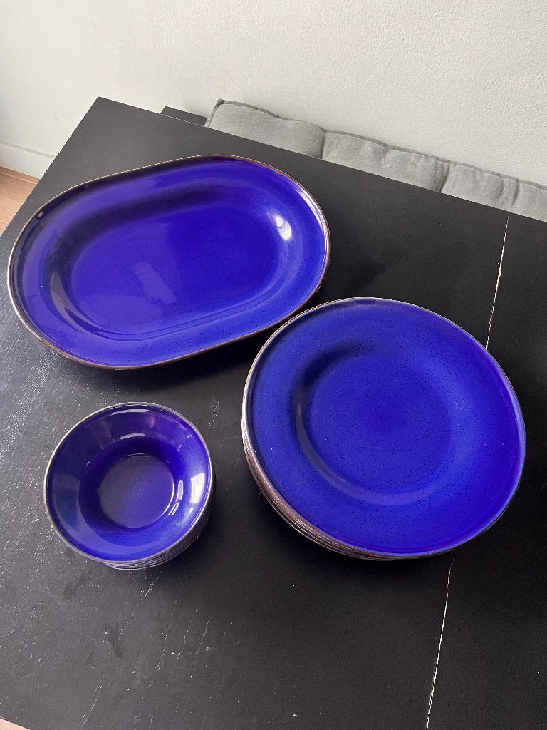 Kobaltblauwe borden en schalen set, Ophalen, Overige materialen, Gebruikt, Overige stijlen