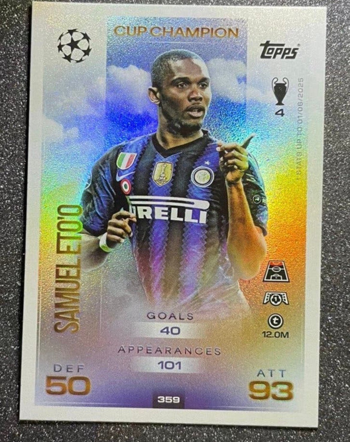 Topps MA 25/26    CUP CHAMPION    ETO’O    INTER MILAN, Verzenden, Zo goed als nieuw, Plaatje