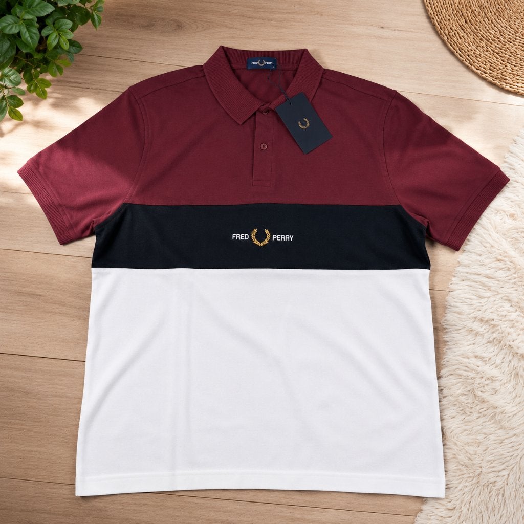 Fred Perry Polo Shirt Heren | Maat XXL | Bordeaux Zwart Wit, Kleding | Heren, Polo's, Zwart, Nieuw, Overige maten, Ophalen of Verzenden