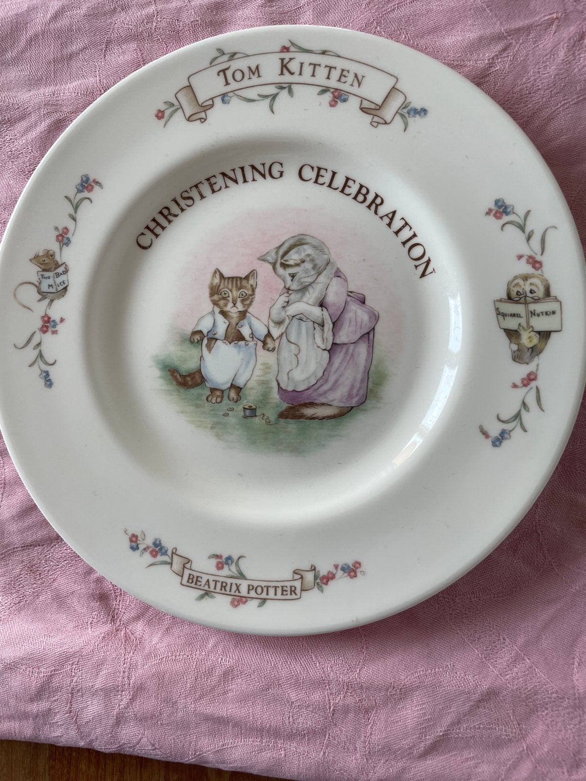 Royal Albert Beatrix Potter Tom Kitten Doopviering Bord, Ophalen of Verzenden