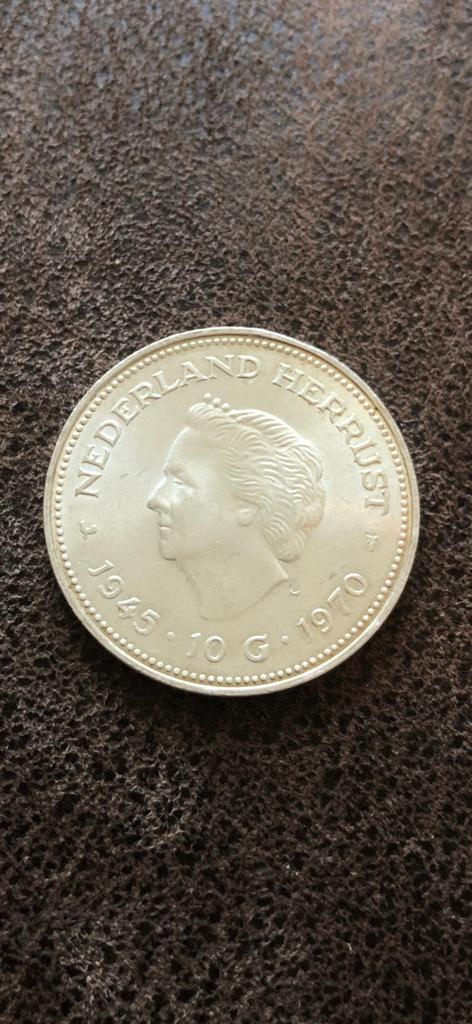 Zilveren 10 Gulden Munt Juliana 1970 - Nederland Herrijst, Postzegels en Munten, Munten | Nederland, Ophalen, Koningin Juliana