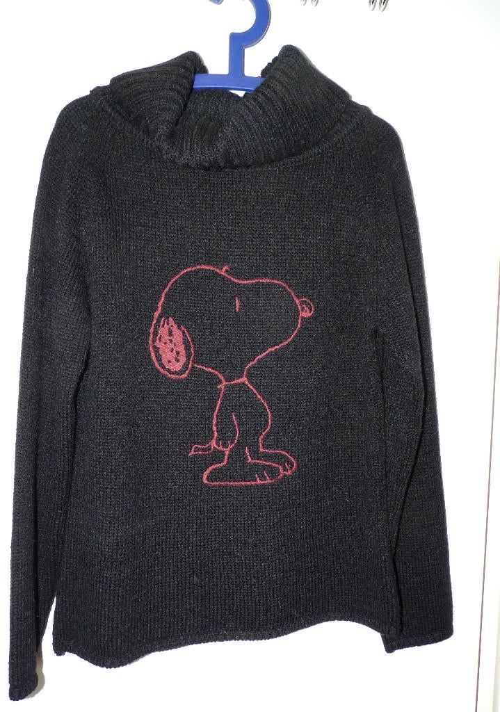 Snoopy trui met grote col, van mohair, wol, acryl. Maat 44., Kleding | Dames, Truien en Vesten, Nieuw, Maat 42/44 (L), Zwart, Ophalen of Verzenden