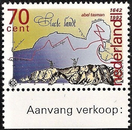 Nederland 1520 zegel met tab met tekst onder Abel Tasman., Verzenden, Postfris