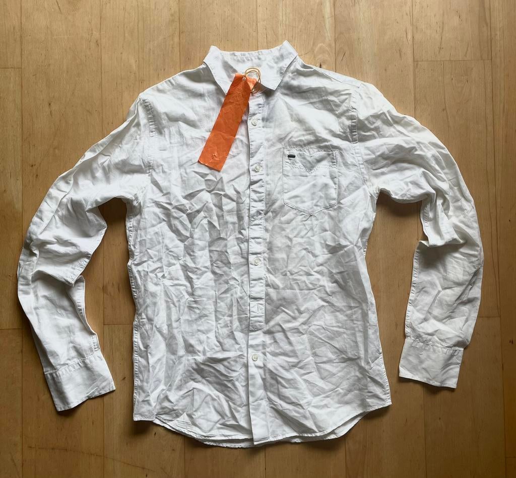 Vanguard design linnen overhemd / shirt wit S, Ophalen of Verzenden, Wit, Halswijdte 38 (S) of kleiner