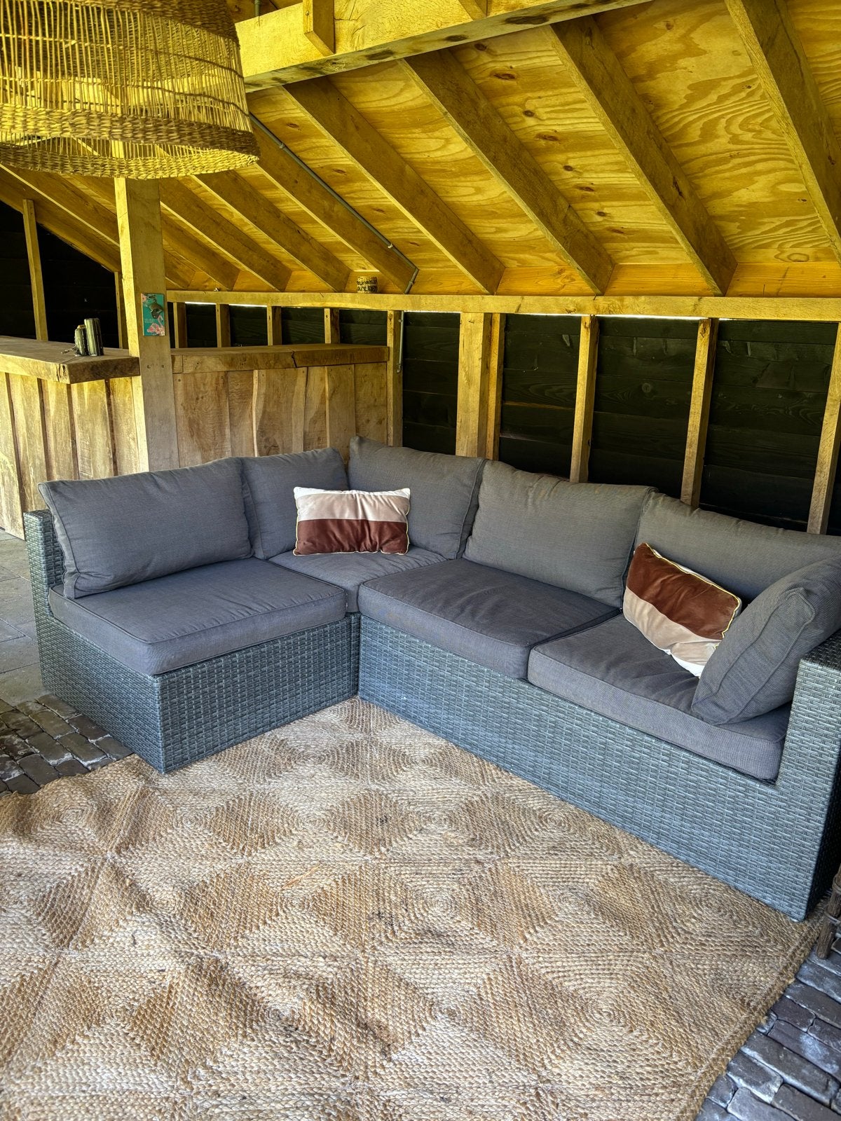 Loungebank Garden Impressions Wicker Grijs, Ophalen, Meer dan 8 zitplaatsen, Zo goed als nieuw, Loungeset