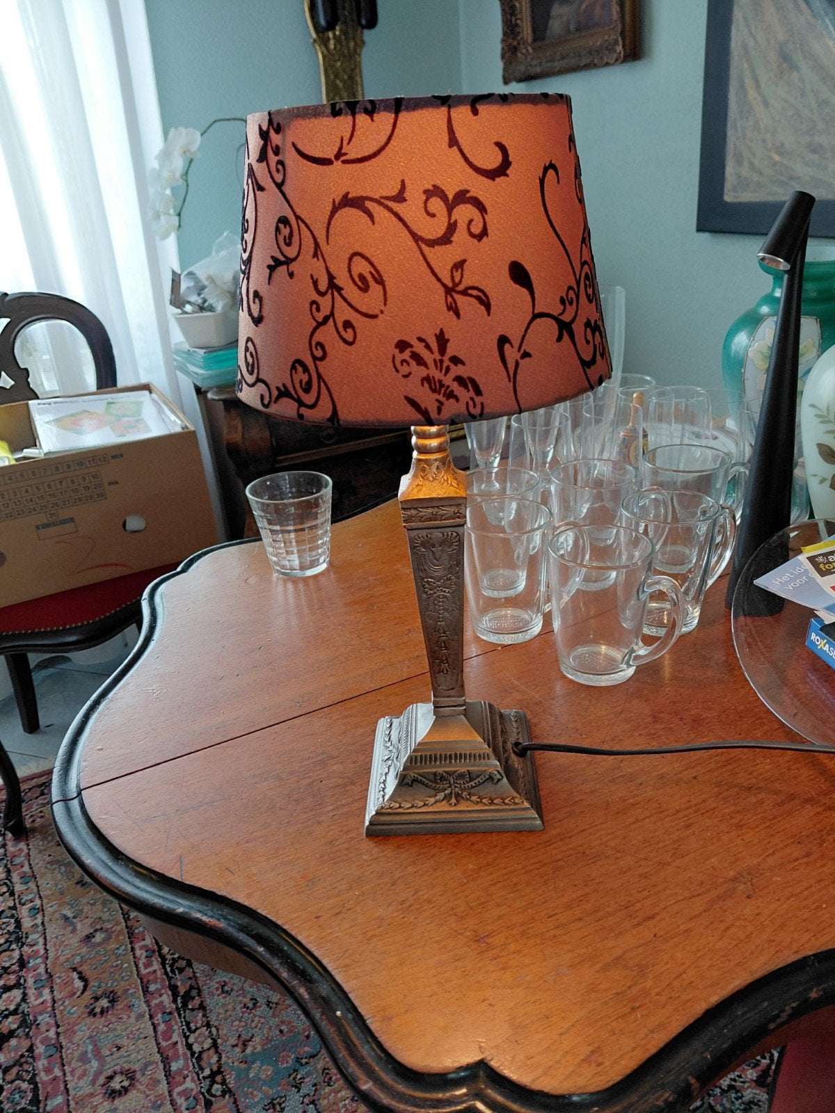 Decoratieve tafellamp met barokke kap, Ophalen of Verzenden