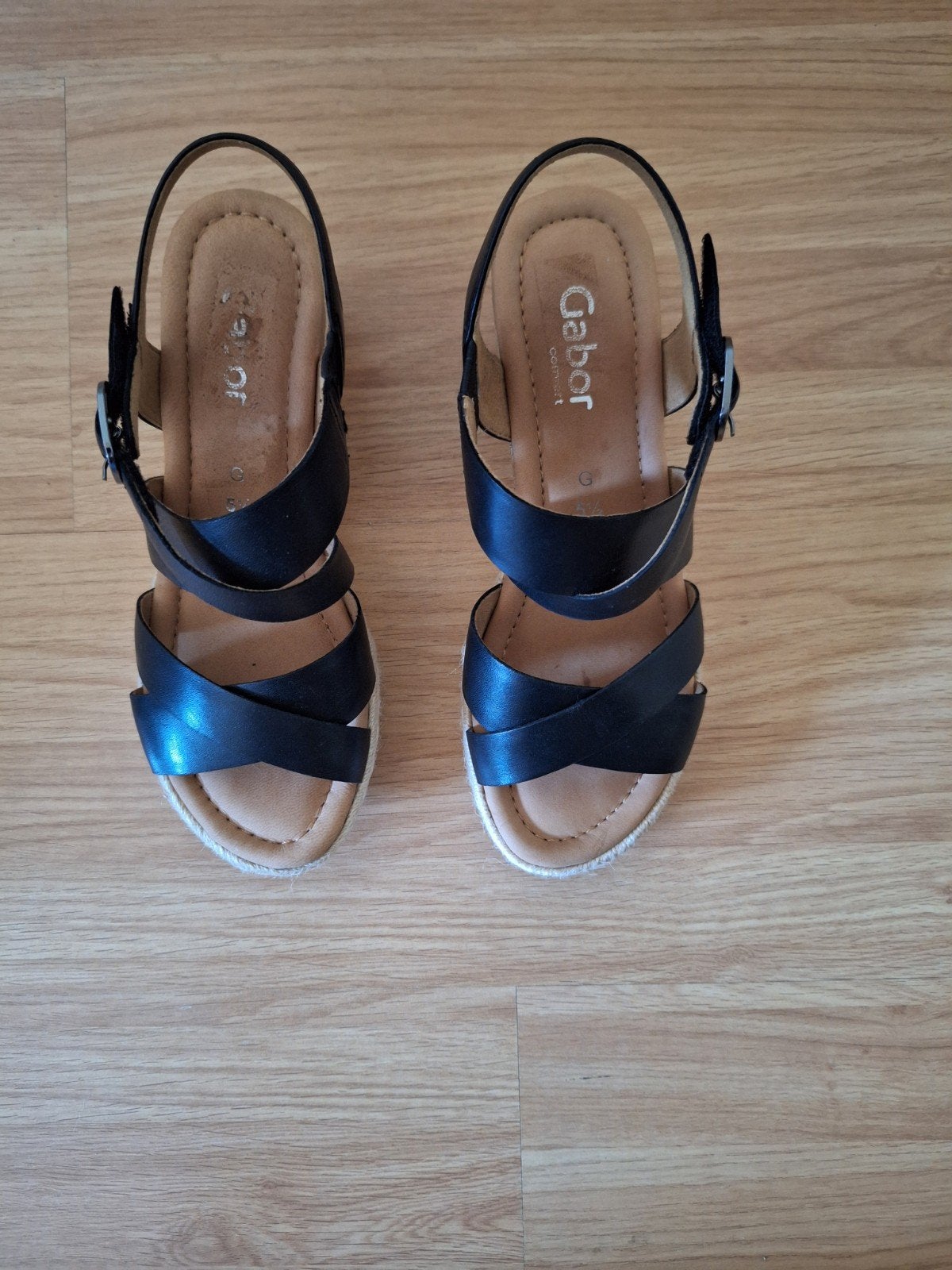 Gabor leren sandalen, zwart, maat 38.5, Kleding | Dames, Schoenen, Ophalen of Verzenden, Zo goed als nieuw, Zwart, Sandalen of Muiltjes