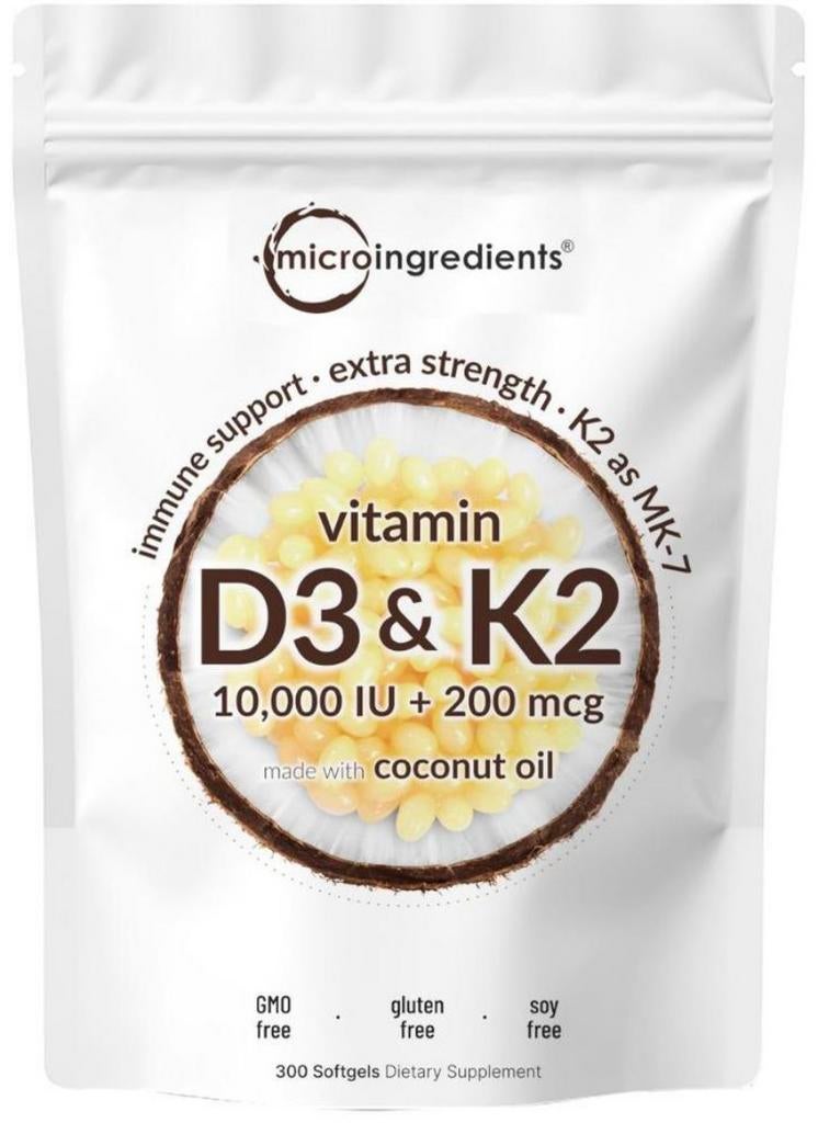 Vitamine D3 10.000 IU & K2 200mcg softgel per 300Stuks, Ophalen of Verzenden, Nieuw, Overige typen
