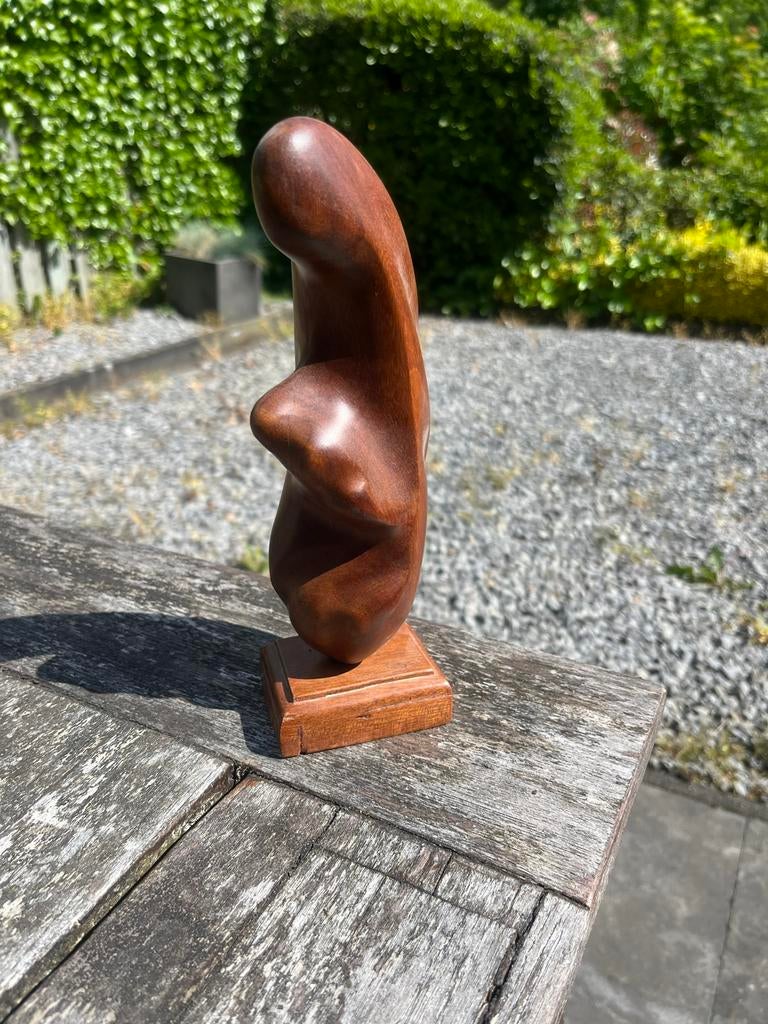 Abstract houten sculptuur - 23 cm hoog, Antiek en Kunst, Kunst | Beelden en Houtsnijwerken, Ophalen, Handgemaakt, 20 - 50 cm, Beeld