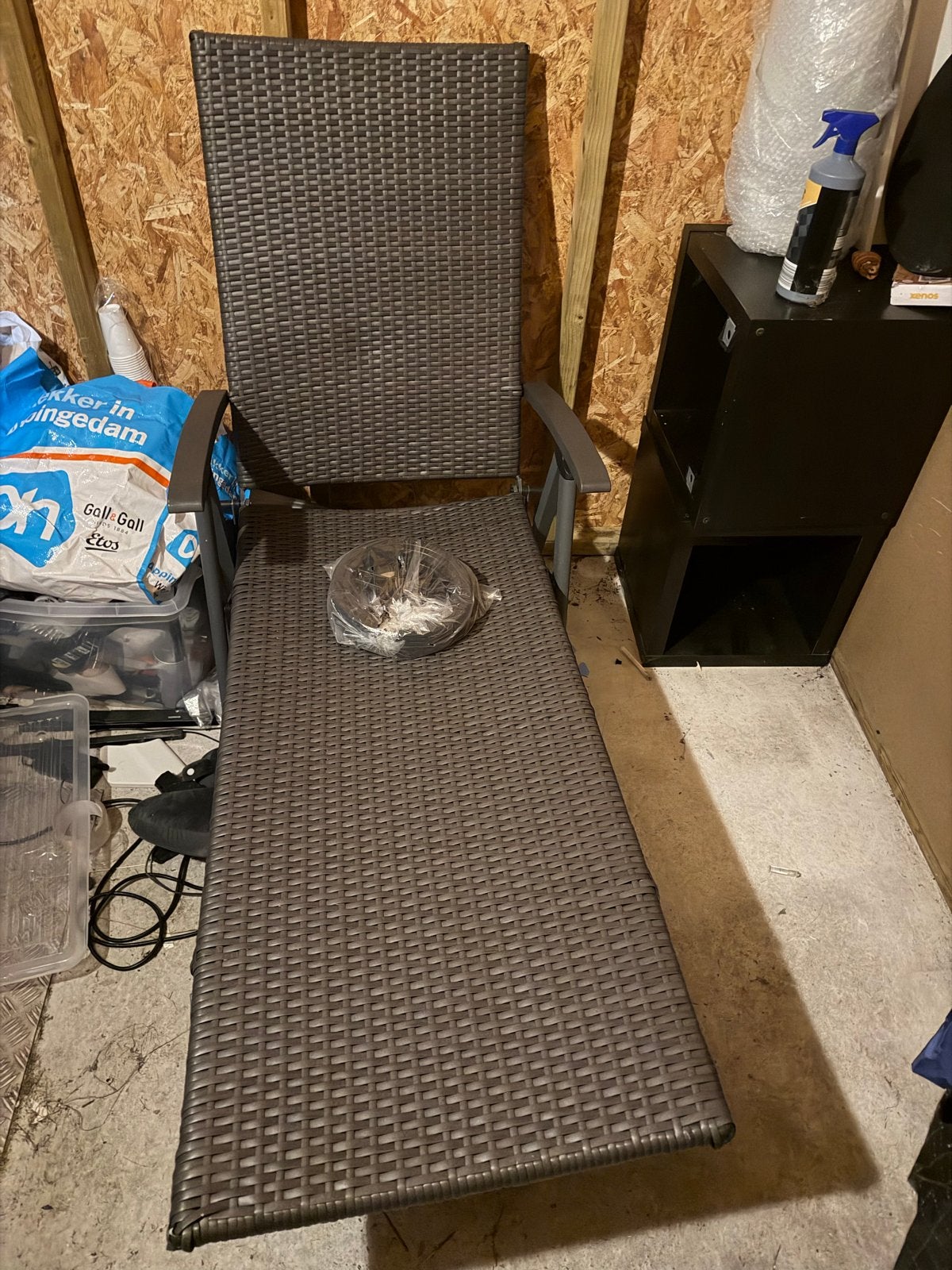 Ligbed/tuinstoel van wicker, verstelbaar en inklapbaar, Tuin en Terras, Ophalen, Gebruikt, Wicker, Inklapbaar