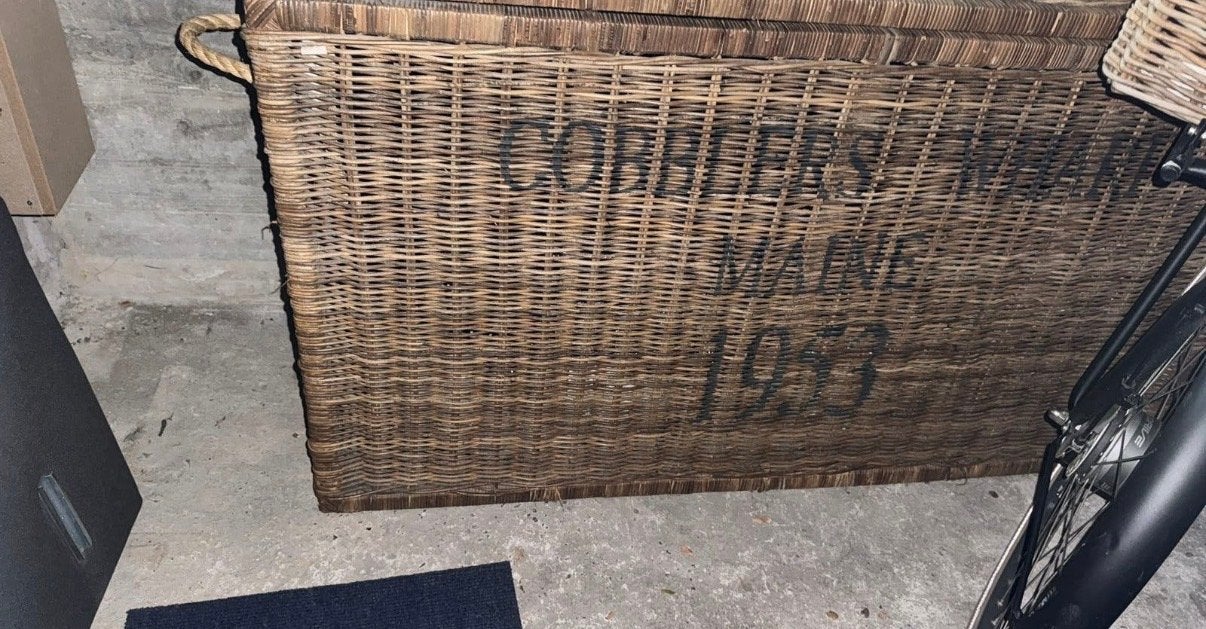 Riviera maison rieten mand 'Cobblers Maine 1983', Huis en Inrichting, Gebruikt, 100 tot 150 cm, Ophalen of Verzenden, 50 tot 75 cm