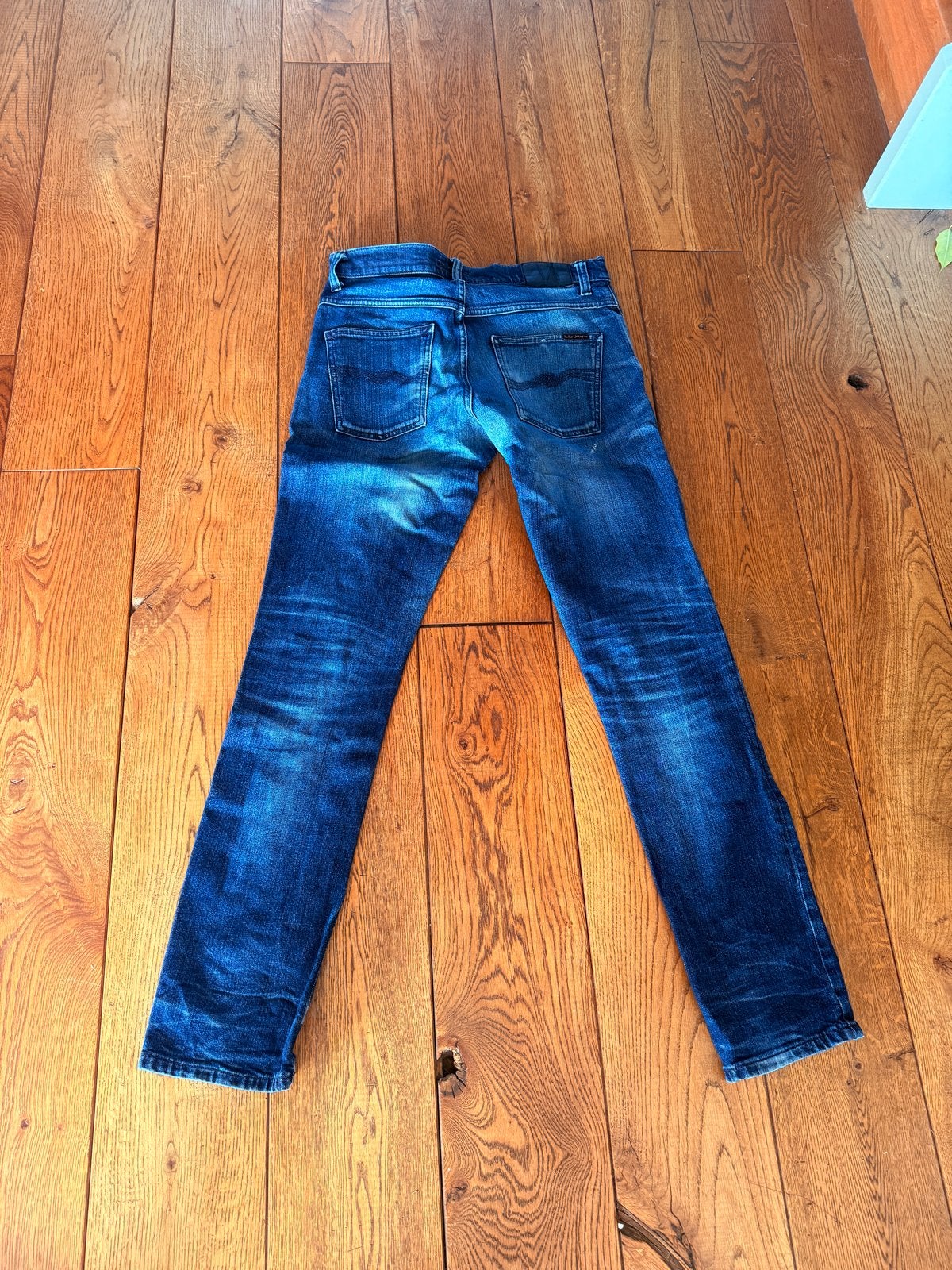 Nudie Jeans Grim Tim M32 L34, Kleding | Heren, Ophalen of Verzenden, Gedragen, Blauw, W32 (confectie 46) of kleiner