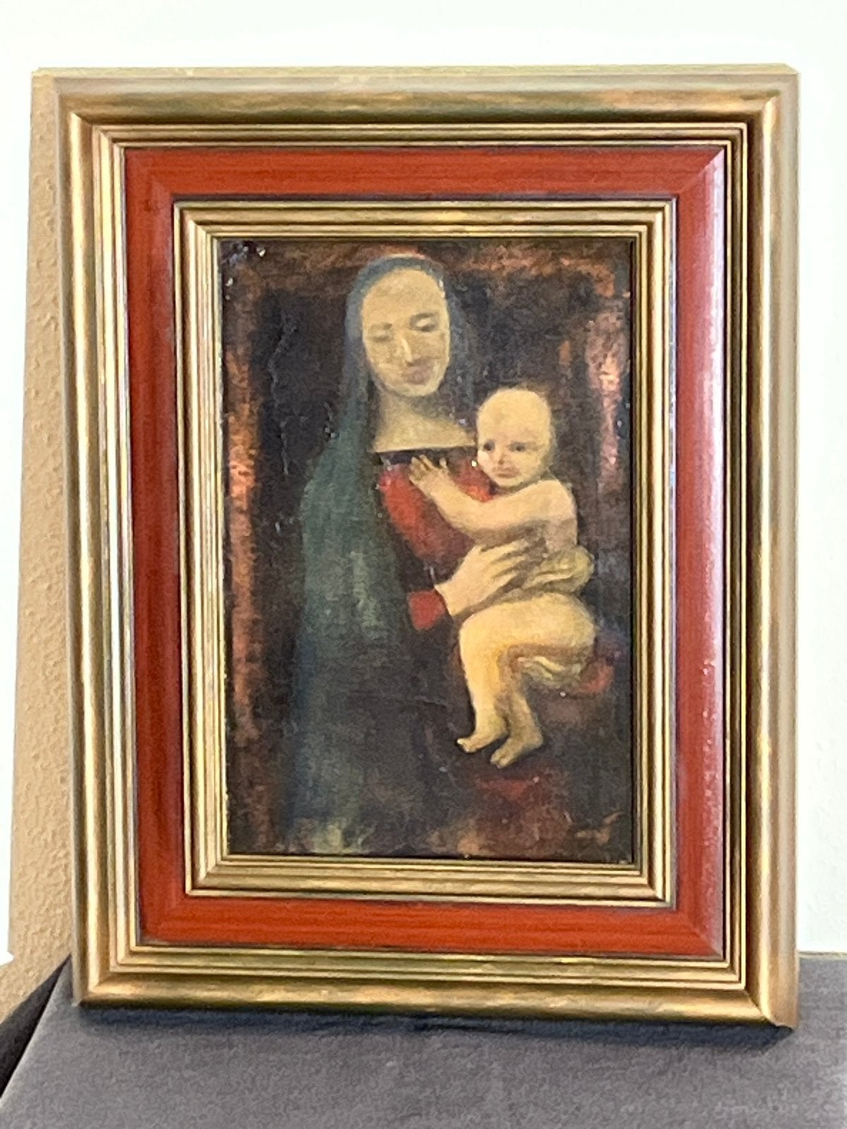 Klassiek schilderij: Moeder en Kind, Antiek en Kunst, Doek, Portret of Personen, Ophalen of Verzenden, Handgeschilderd