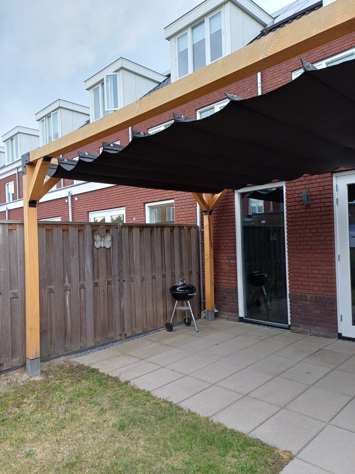 pergola met zonwerend en water afstotend doek., Tuin en Terras, Overkappingen, Ophalen