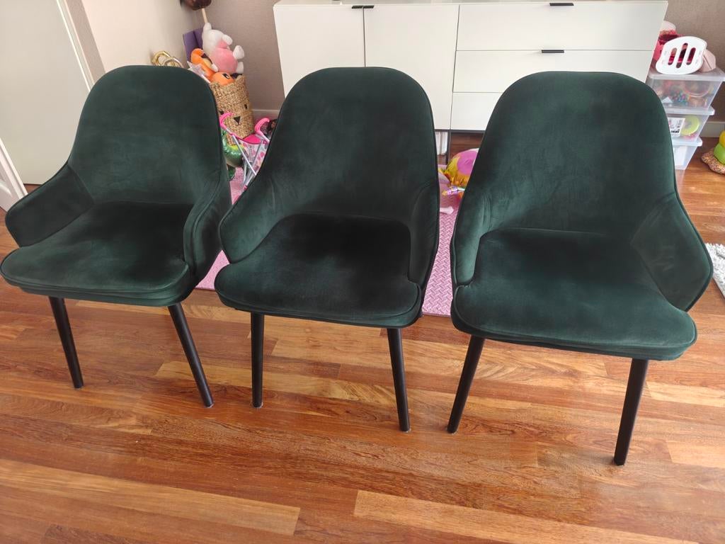 Eleonora Barbara
eetkamerstoel velours 3x, groen., Huis en Inrichting, Stoelen, Ophalen, Stof