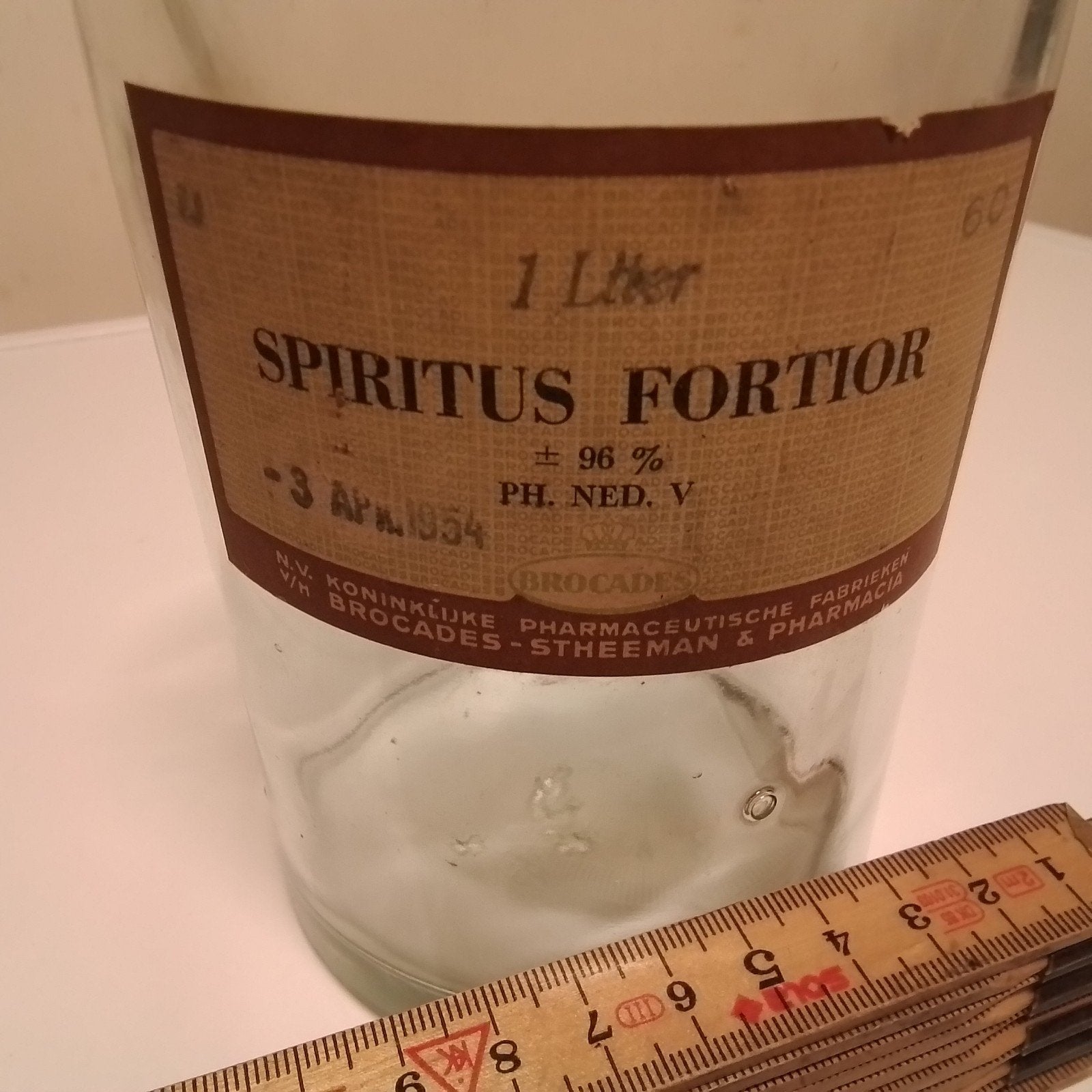 Blank glazen stopfles, 1000ml  uit 1954, Ophalen