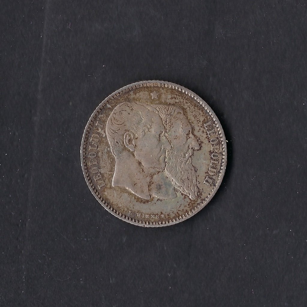 1 franc 1880 Leopold II, Postzegels en Munten, Zilver, Ophalen of Verzenden, Losse munt, Zilver