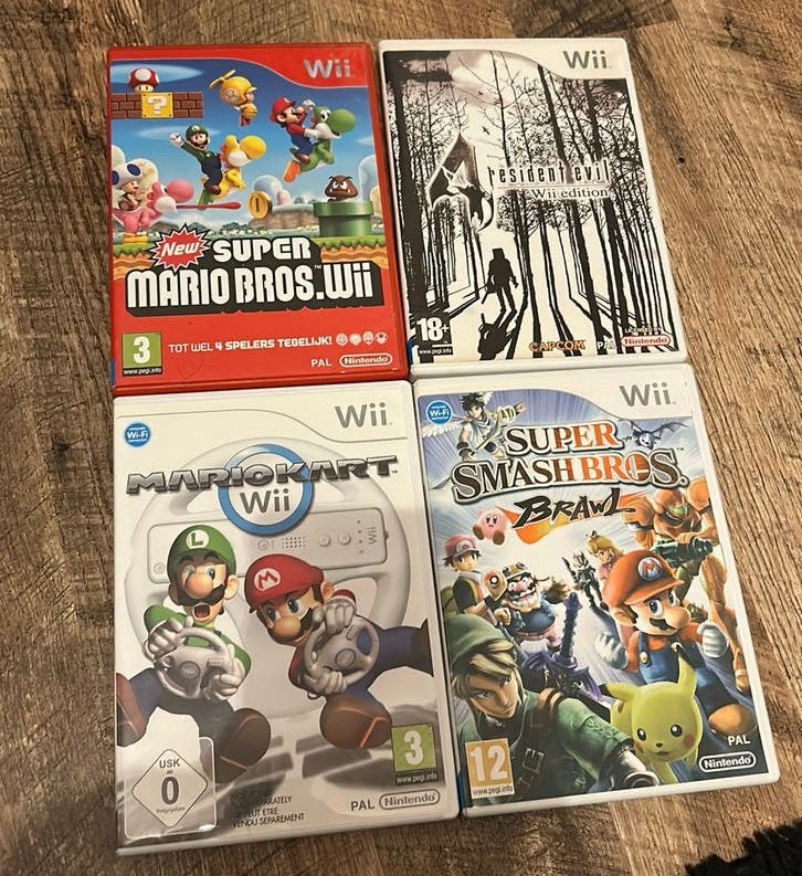 Mario Kart Wii, Mario Bros Wii, Smash Brawl, Resident Evil 4, Spelcomputers en Games, Overige genres, Nieuw, Ophalen of Verzenden
