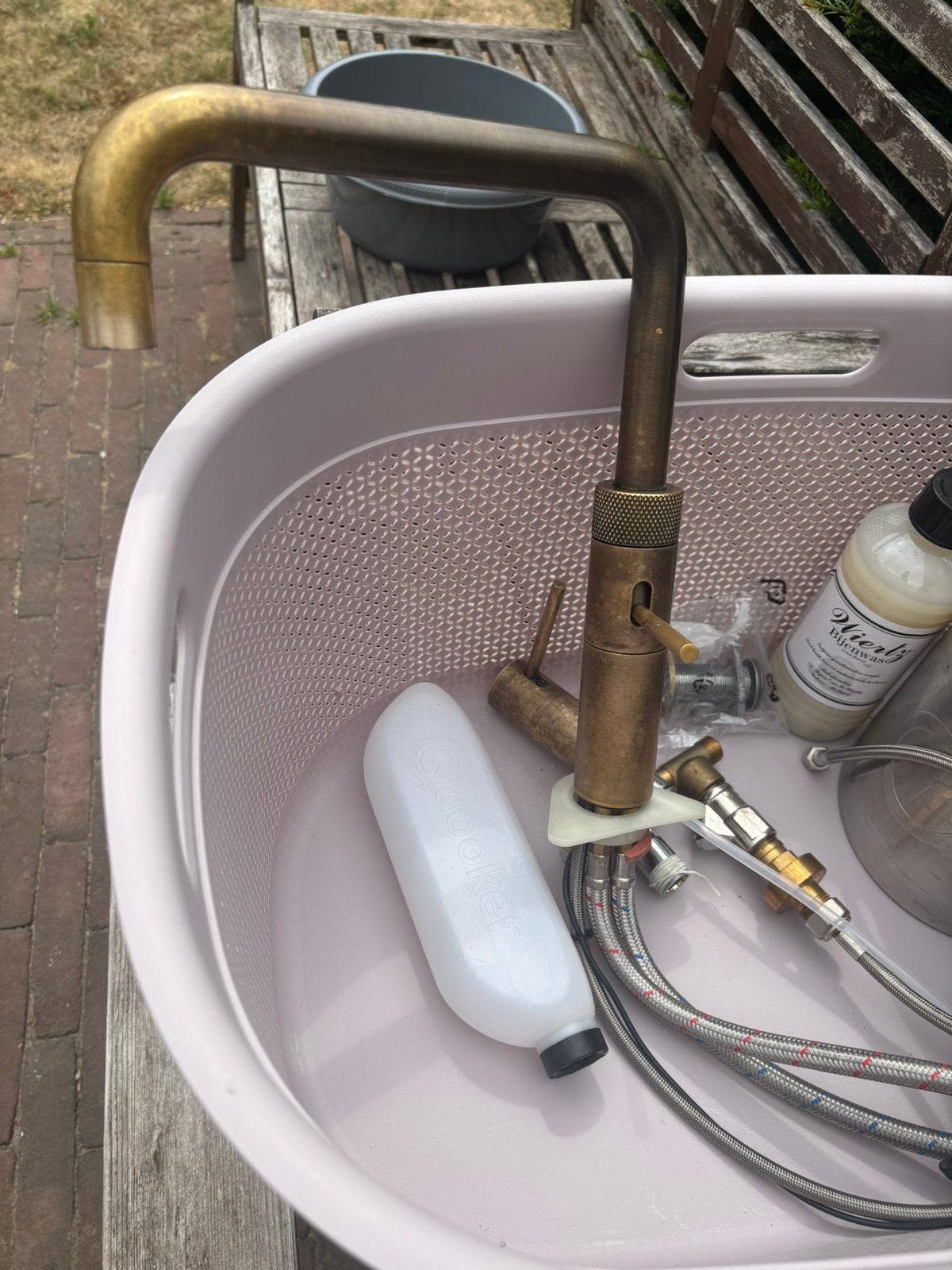 Quooker pro fusion square messing patina en zeeppomp, Ophalen, Minder dan 50 cm, Zo goed als nieuw, Minder dan 100 cm