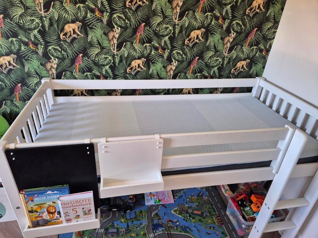 Flexworld hoogslaapbed met krijtbord, Huis en Inrichting, Ophalen, Gebruikt, Modern, Speels, 100 tot 150 cm