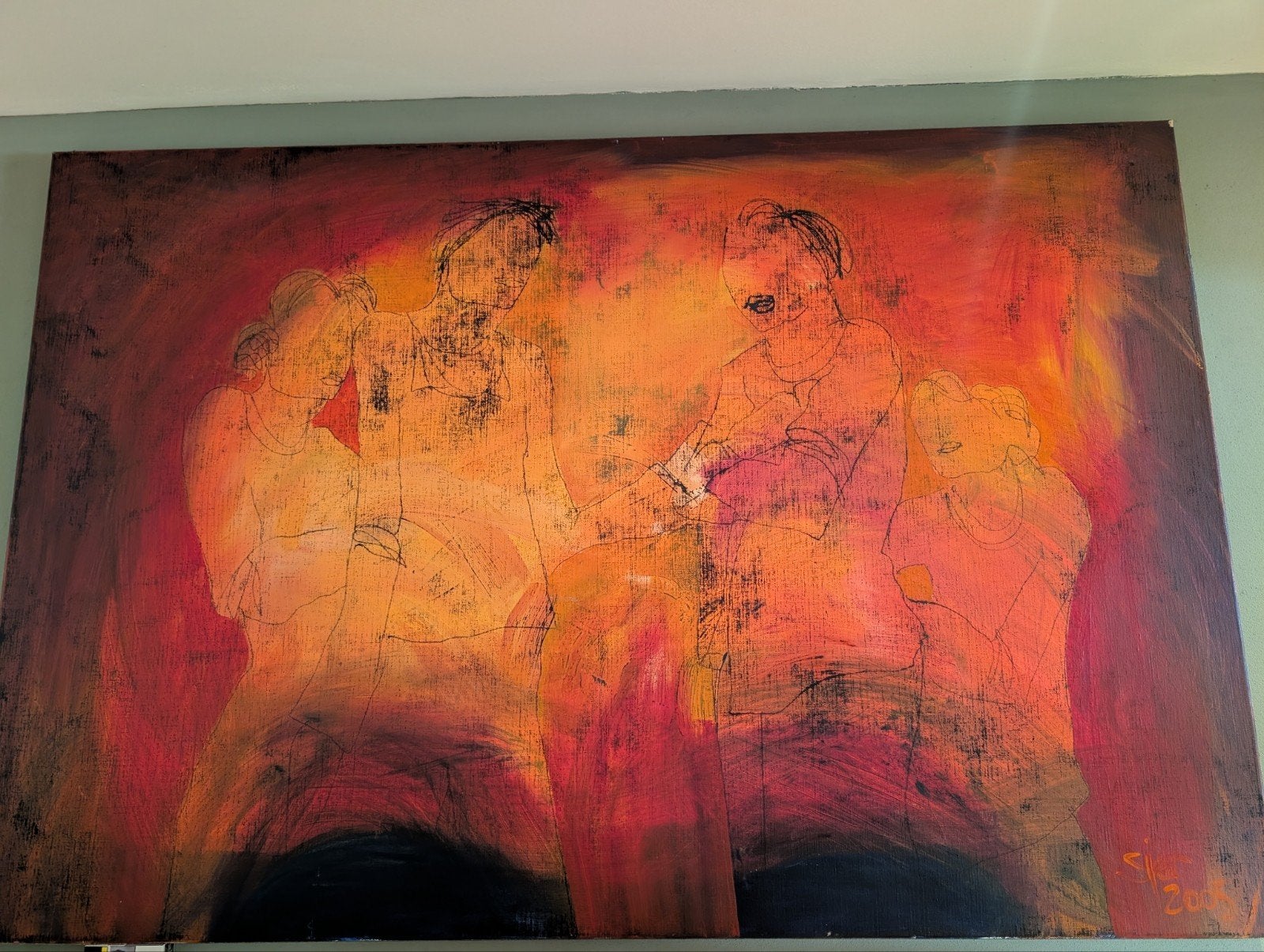 Prachtig warm schilderij van Sjer Jacobs. 150cm x 100cm., Ophalen