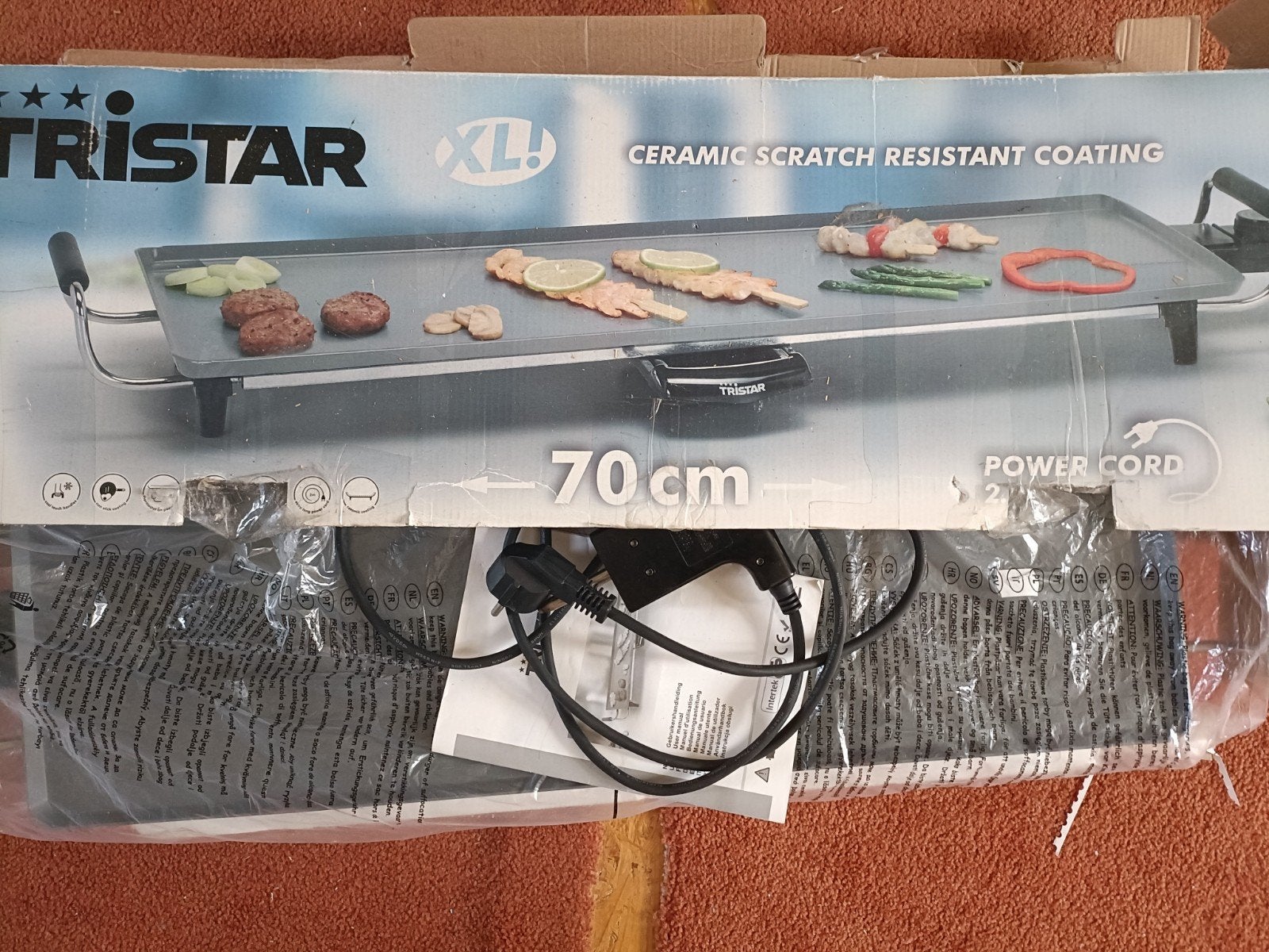 Tristar XL Keramische Krasbestendige Tafelgrill 70cm, Ophalen, Zo goed als nieuw, Tafelgrill