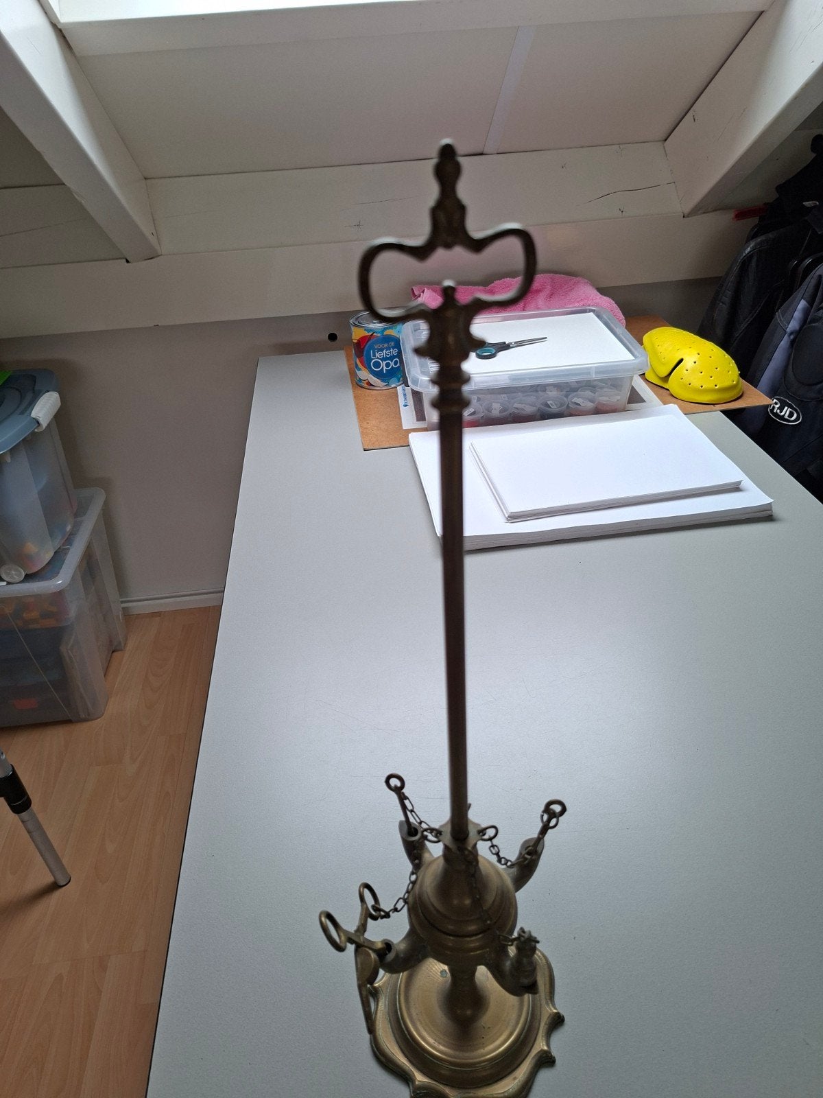 Antieke olielamp 19e eeuws messing, Antiek en Kunst, Antiek | Lampen, Ophalen of Verzenden
