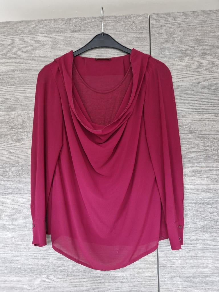 Paars shirt met waterval hals, Ophalen of Verzenden, Nieuw, Maat 38/40 (M), Paars