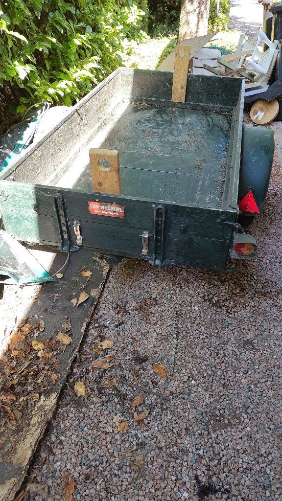 Oude enkelassige aanhanger – houten laadbak – opknapper, Ophalen, Gebruikt