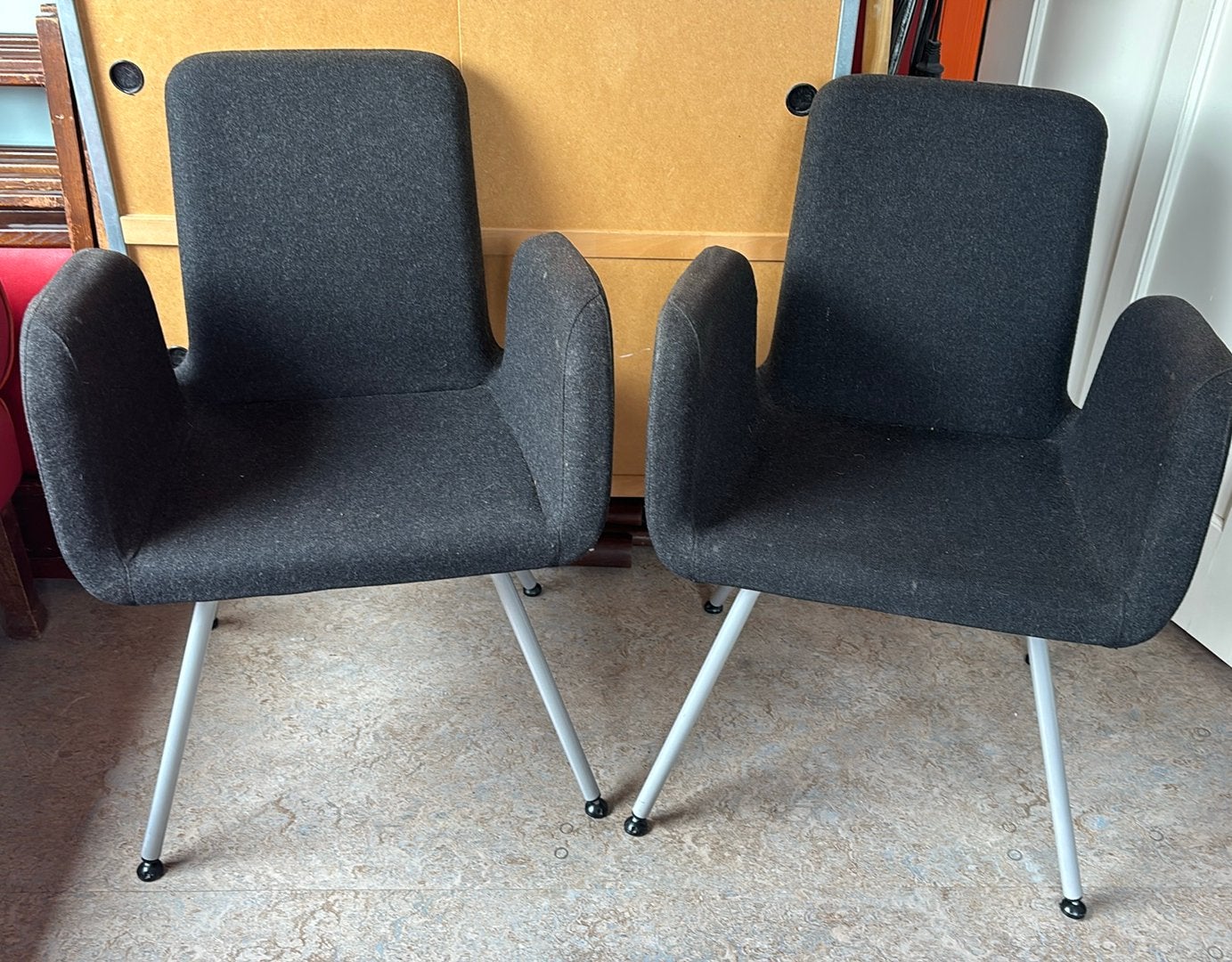 2 Ikea Patrik stoelen , antraciet wollen bekleding, Ophalen, Gebruikt, Twee, Stof