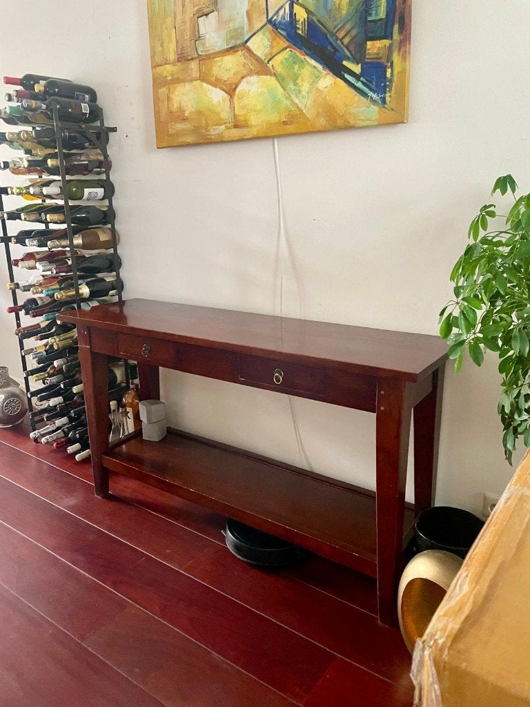 Klassieke Sidetable, Ophalen, 100 tot 150 cm, Klassiek, Teakhout
