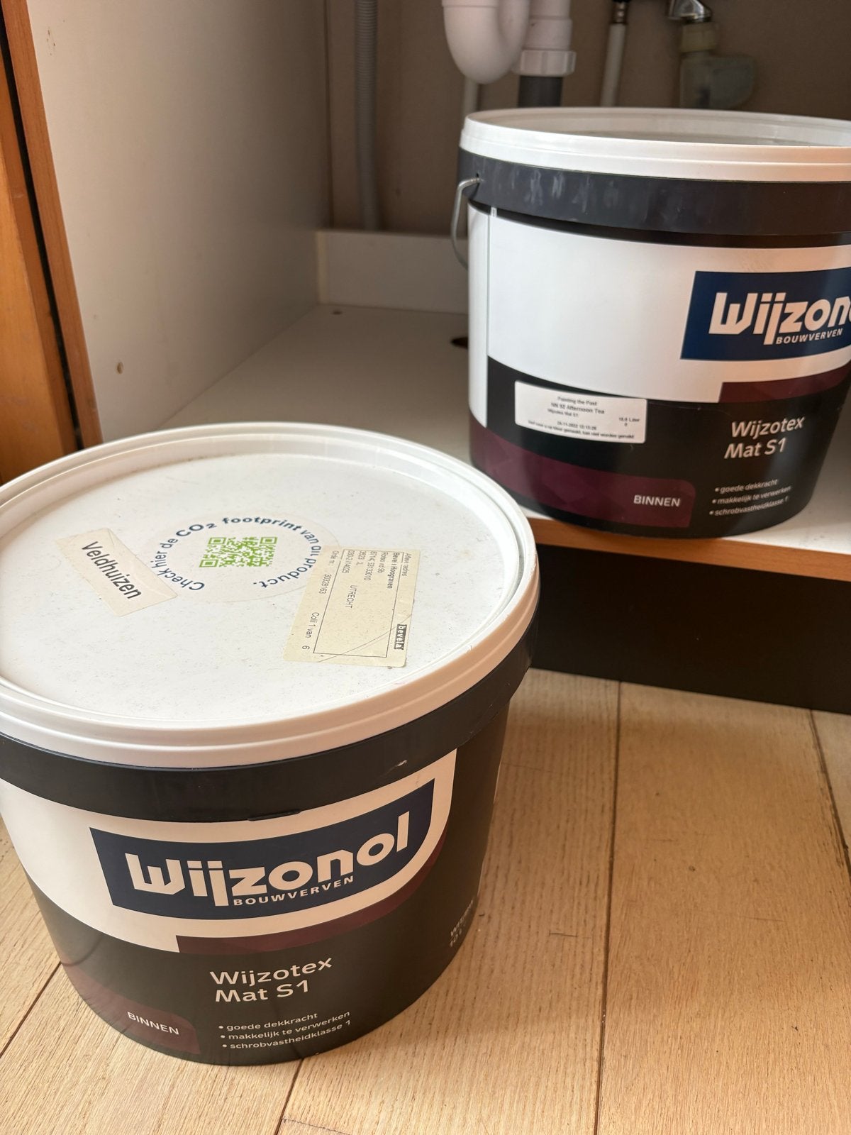 Wijzotex  Mat S1 Verf - 2x 10L (NN92 & P16) latex, Ophalen, Overige kleuren, Nieuw, Verf