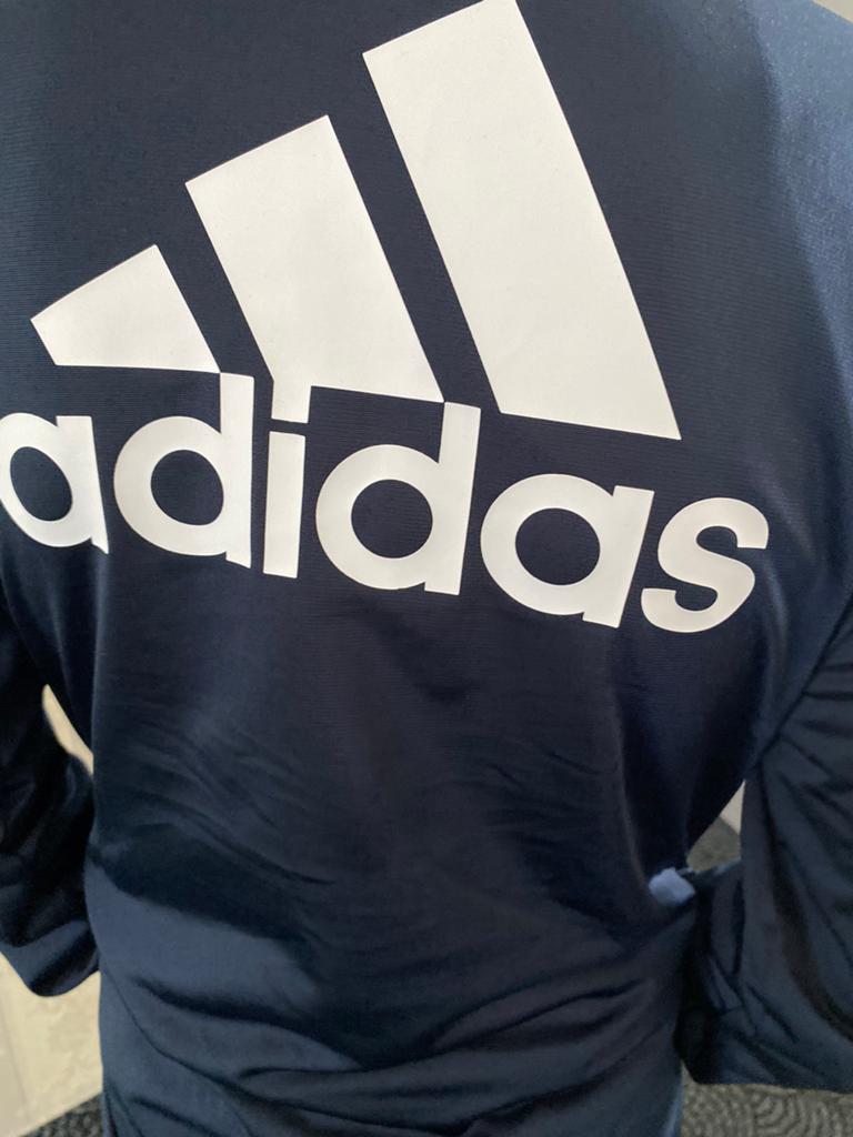 Origineel Adidas Trainingsjasje  Sportjas Donkerblauw 13-14y, Ophalen, Zo goed als nieuw, Maat 46 (S) of kleiner