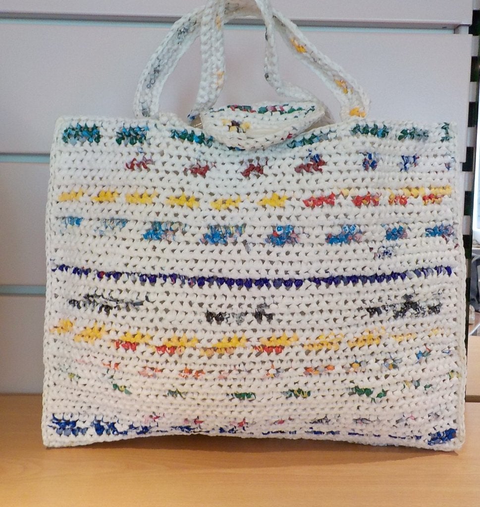 Leuke strandtas in wit met kleuren, Ophalen of Verzenden, Nieuw, Wit, Overige typen