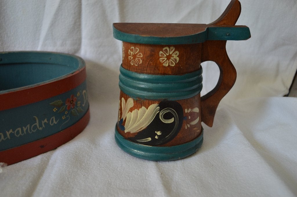 hele mooie vintage ZWEEDSE houten Stånka kurbits beschilderd, Ophalen of Verzenden