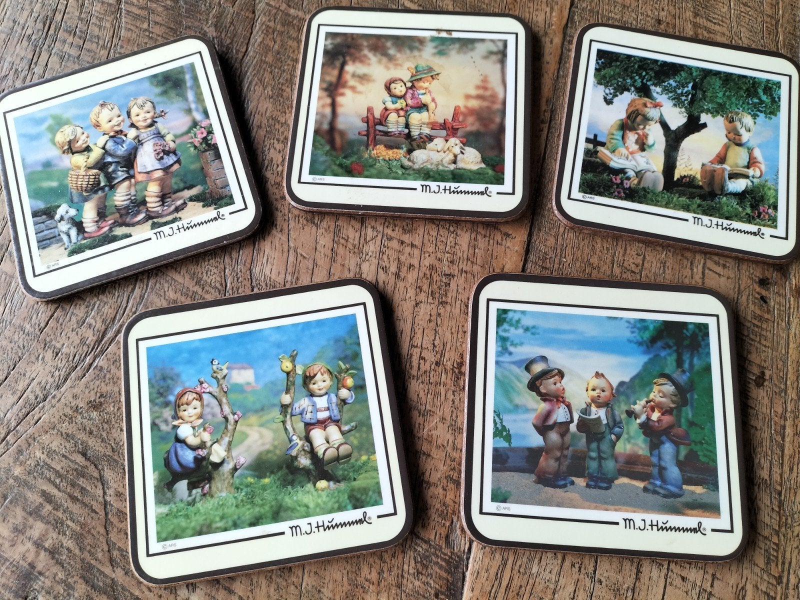 Set van 5 vintage M.J. Hummel onderzetters, Ophalen of Verzenden