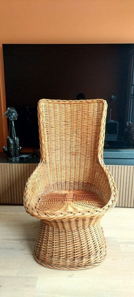 Vintage rotan fauteuil stoel  Jaren 60/70 boho japandi chic, Ophalen, Eu, Gebruikt, Bruin
