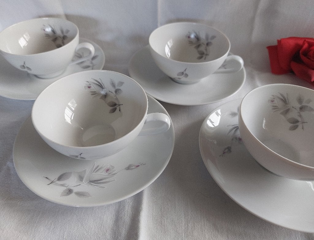 Copier | Larissa set 4 kop + schotel decor Midnight Rose, Ophalen of Verzenden