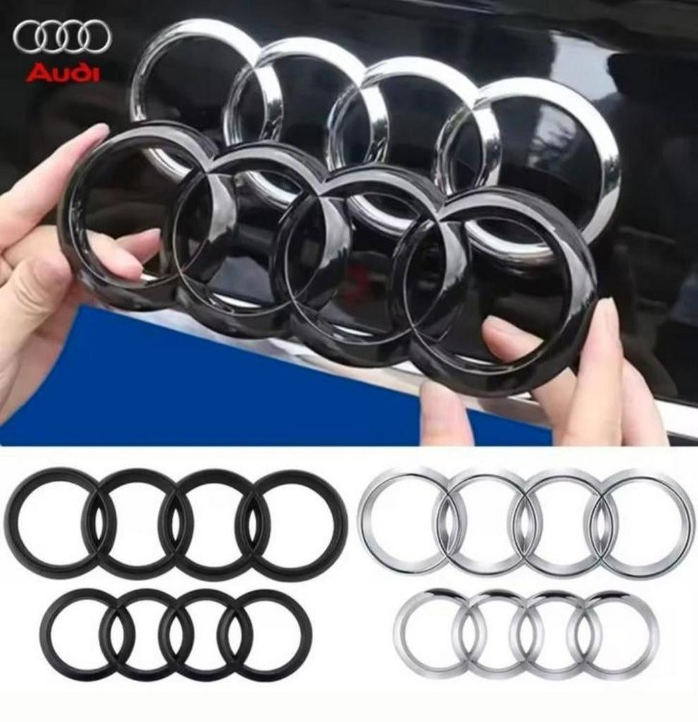 Audi  Q3/Q5/A3/A5 embleem grill rings zwart glans, Ophalen of Verzenden