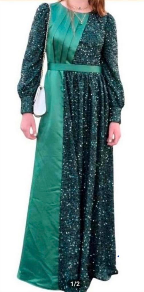Prachtige Groene Gala jurk Maat L (40) met pailletten, Kleding | Dames, Gelegenheidskleding, Galajurk, Maat 42/44 (L), Ophalen of Verzenden