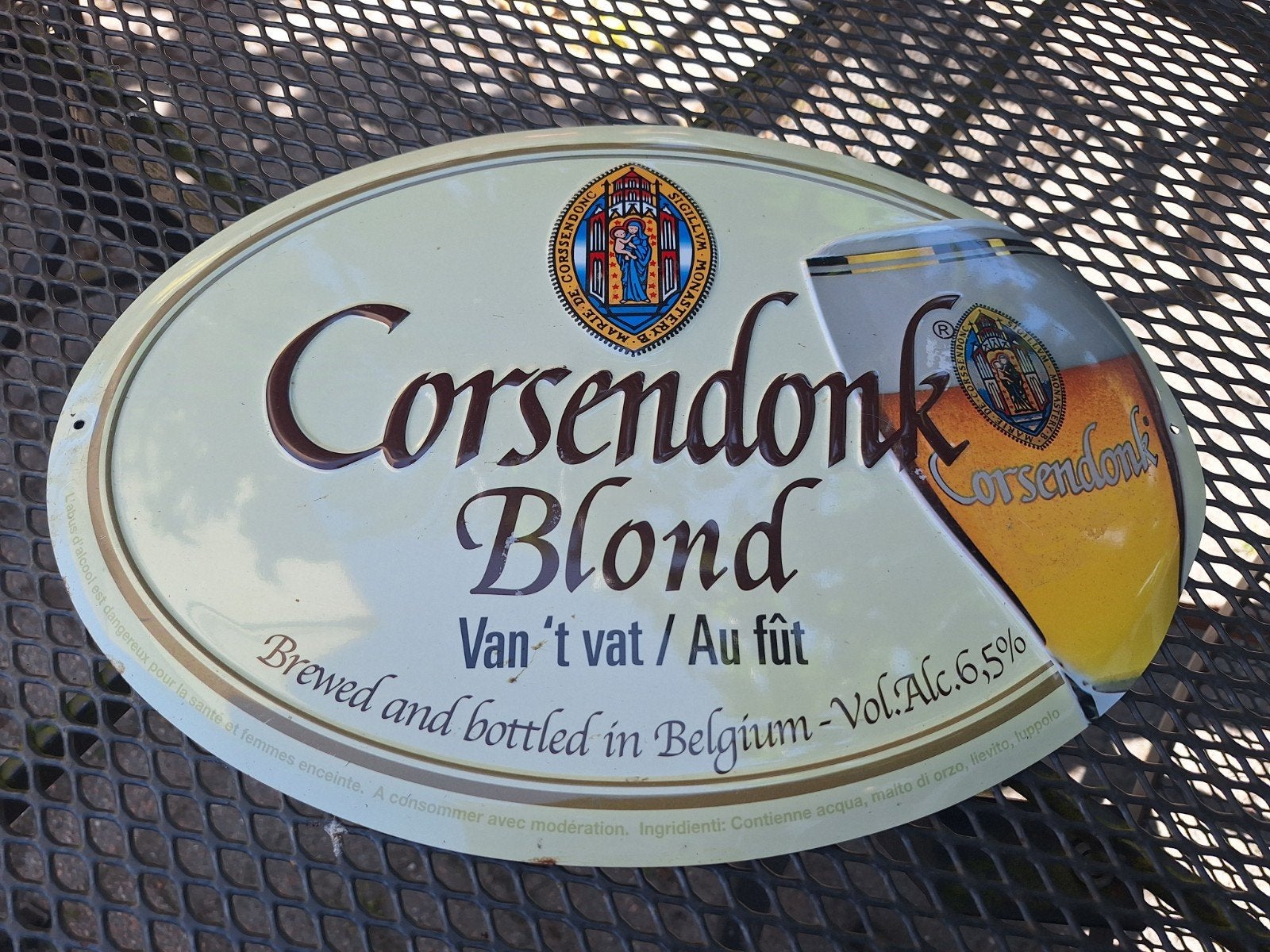 Corsendonk Blond Bier Reclamebord, Ophalen, Gebruikt, Reclamebord, Plaat of Schild, Overige merken