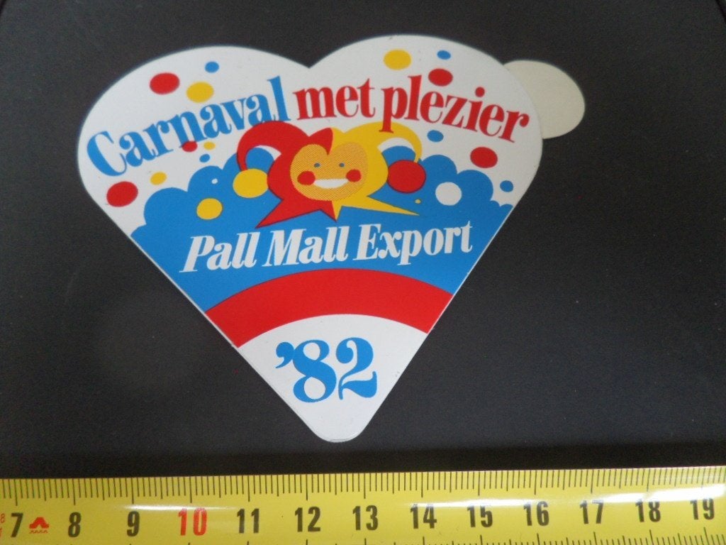sticker Carnaval met plezier Pall Mall Export 1982, Ophalen, Zo goed als nieuw