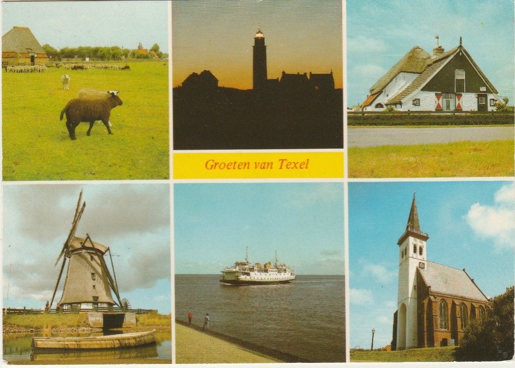 TEXEL Schaap Molen Veerboot Kerk Groeten, Verzenden, 1980 tot heden, Gelopen, Waddeneilanden