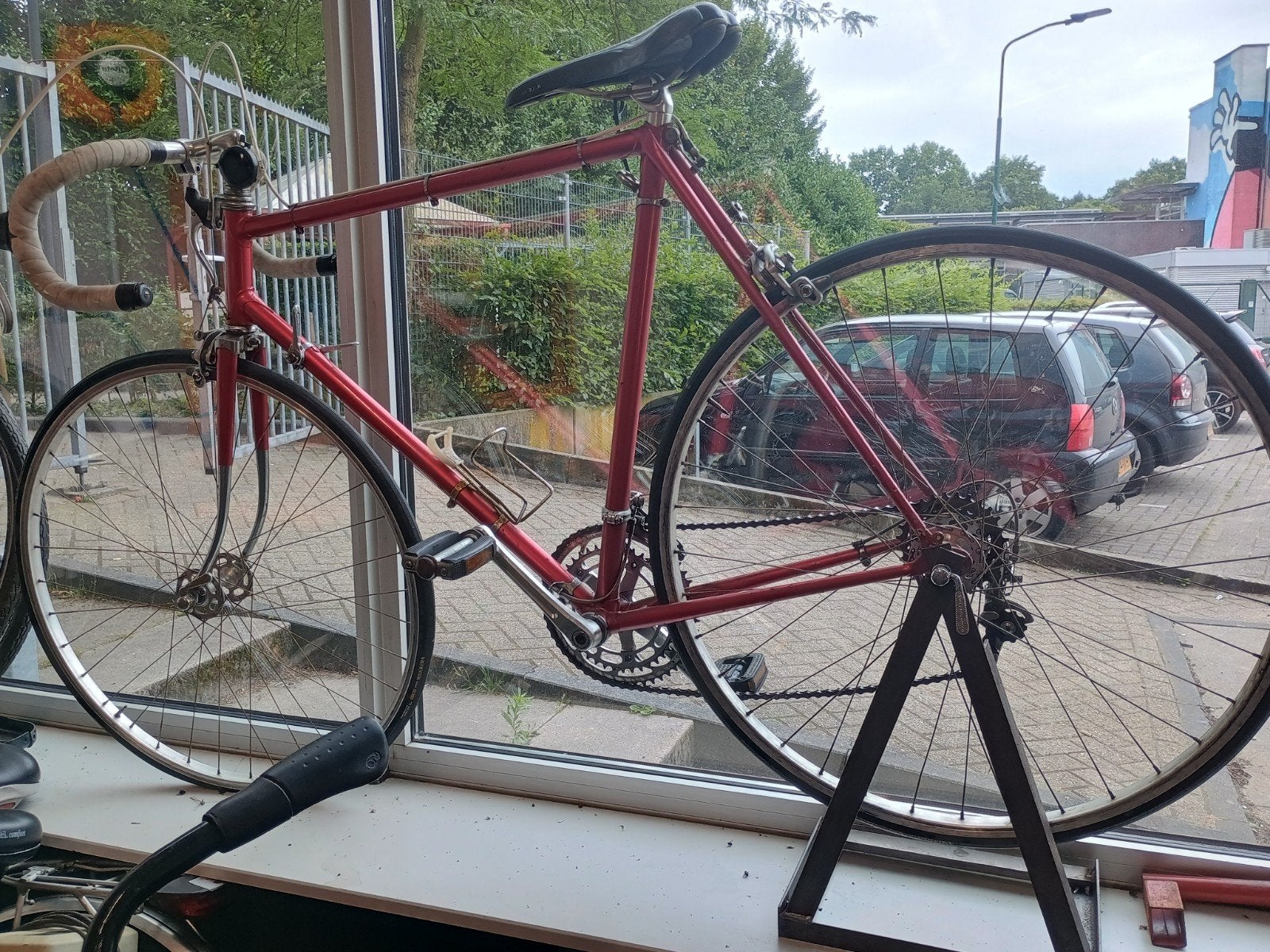 Vintage racefiets, rood, frame L, Shimano 600, Fietsen en Brommers, Fietsen | Racefietsen, Overige merken, Gebruikt, Staal, Ophalen of Verzenden