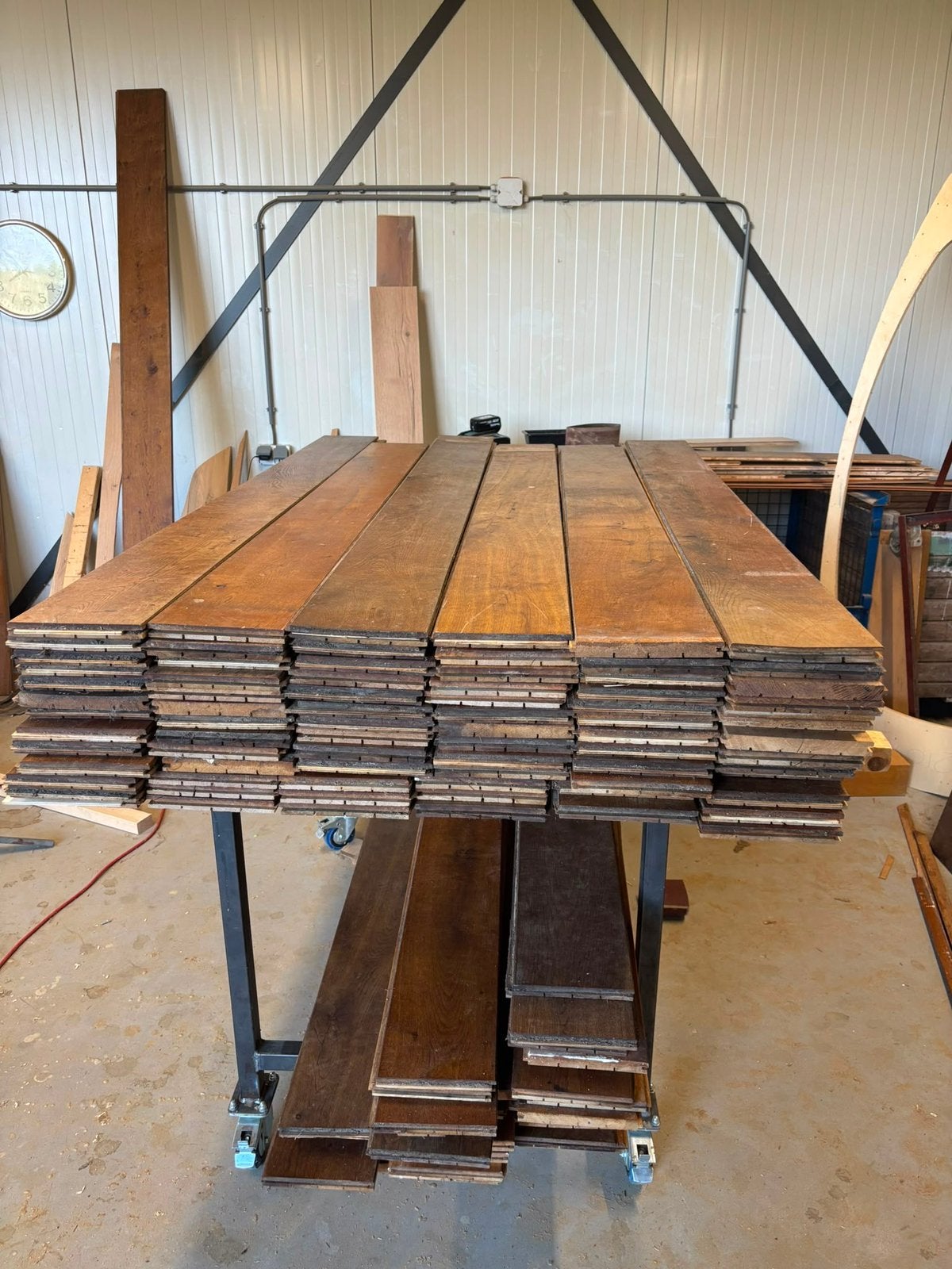 Massief eikenhouten vloer 36m2 18cm breed 200cm, Ophalen, Vloerdelen of -planken, Zo goed als nieuw, 10 m² of meer