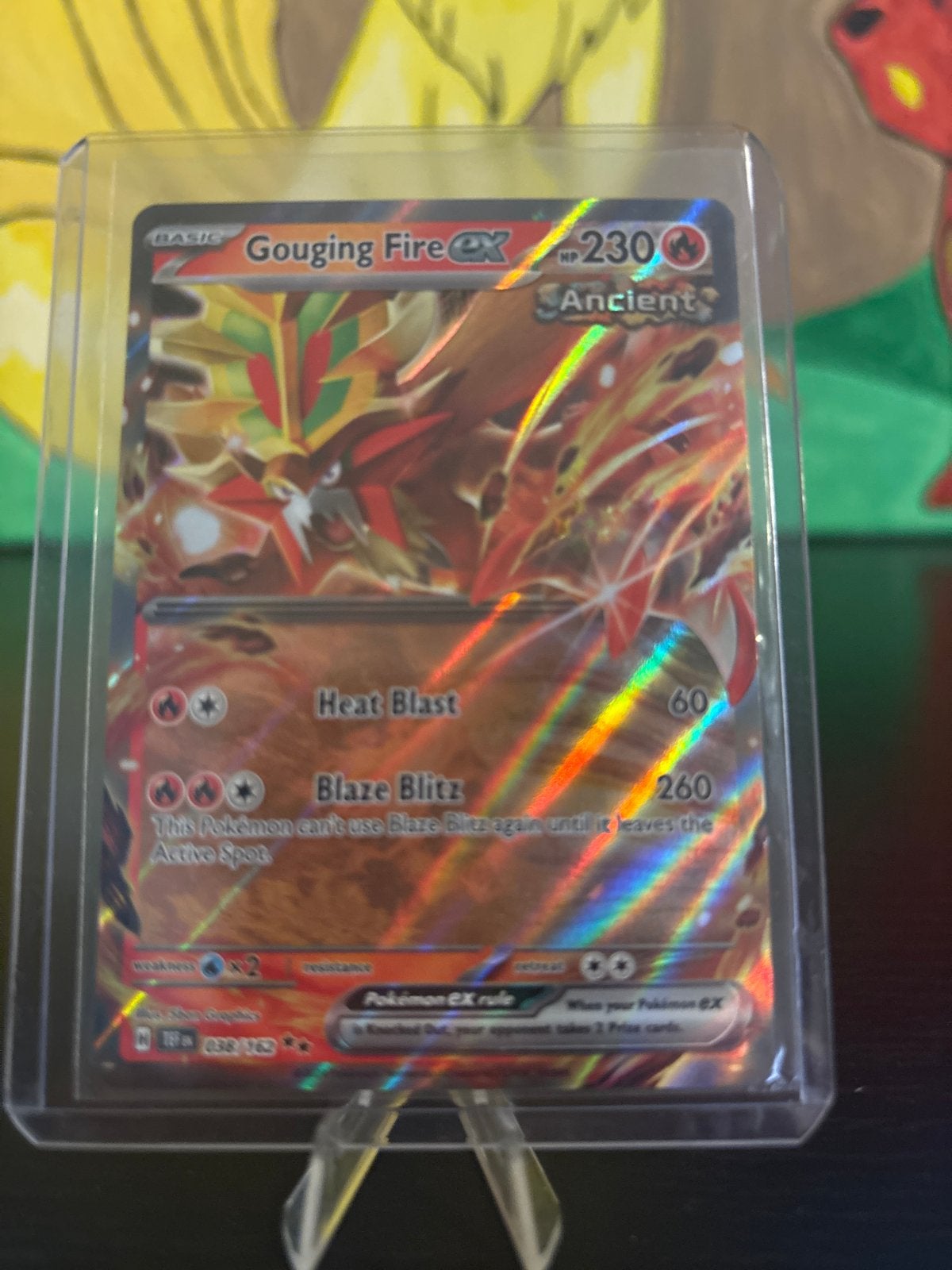 Temporal Force Gouging Fire ex (Ancient) Pokémon kaart, Ophalen of Verzenden, Zo goed als nieuw, Losse kaart, Foil